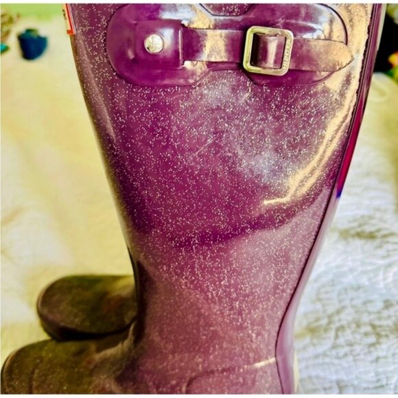 Hunter Women's Purple Glitter Rain Boots Waterproof Wellies US 5 - Picture 2 of 7